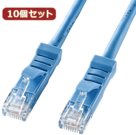 10個セットサンワサプライ L型カテゴリ5eより線LANケーブル KB-T5YL-02LBX10