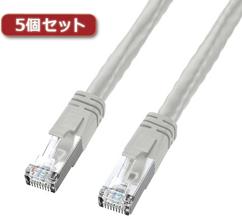 5個セット サンワサプライ PoECAT6LANケーブル KB-T6POE-05X5