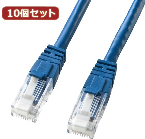 10個セットサンワサプライ つめ折れ防止カテゴリ6LANケーブル KB-T6TS-03BLX10