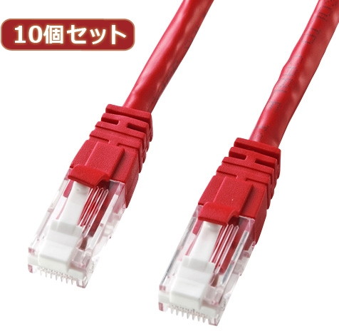 10個セットサンワサプライ つめ折れ防止カテゴリ6LANケーブル KB-T6TS-03RX10