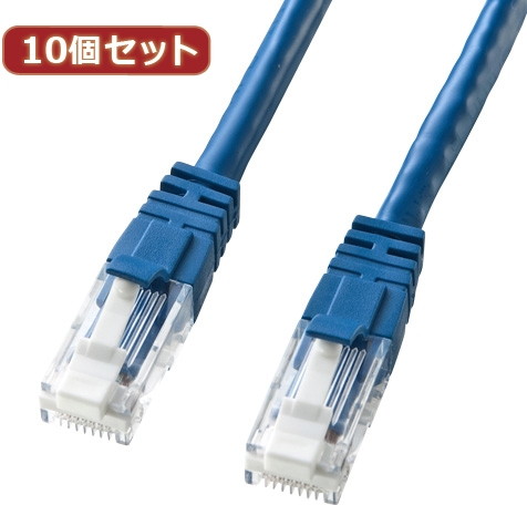 10個セットサンワサプライ つめ折れ防止カテゴリ6LANケーブル KB-T6TS-05BLX10