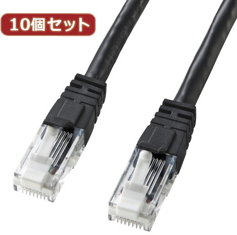 10個セットサンワサプライ つめ折れ防止カテゴリ6LANケーブル KB-T6TS-07BKX10 10,541円