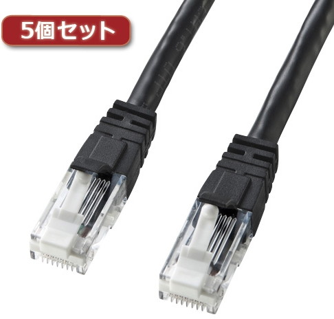 5個セット サンワサプライ つめ折れ防止カテゴリ6LANケーブル KB-T6TS-10BKX5