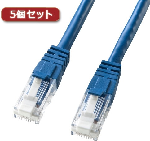 5個セット サンワサプライ つめ折れ防止カテゴリ6LANケーブル KB-T6TS-10BLX5