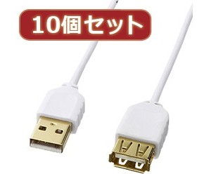10個セットサンワサプライ 極細USB延長ケーブル（A-Aメス延長タイプ） KU-SLEN05WX10