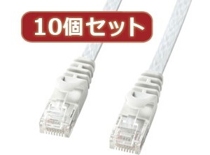 10個セットサンワサプライ カテゴリ6フラットLANケーブル LA-FL6-01WX10