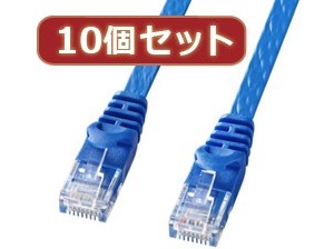 10個セットサンワサプライ カテゴリ6フラットLANケーブル LA-FL6-02BLX10