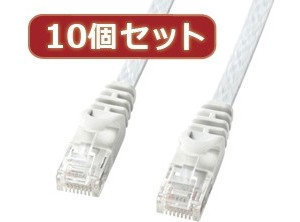 10個セットサンワサプライ カテゴリ6フラットLANケーブル LA-FL6-10WX10