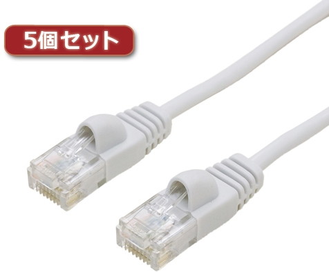 5個セット ミヨシ カテ6ストレートLANケーブル スリムタイプ 直径3.5mm ホワイト 20m LAN-TS620WHX5
