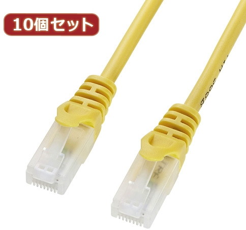 10個セットサンワサプライ ツメ折れ防止CAT5eLANケーブル LA-Y5TS-02YX10