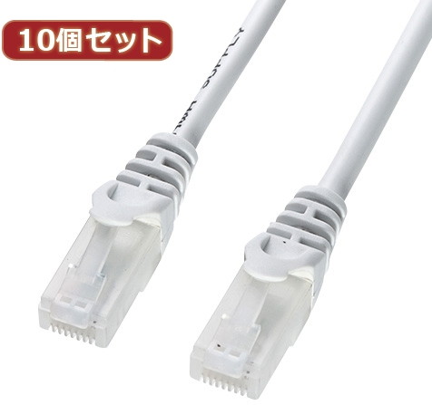 10個セットサンワサプライ ツメ折れ防止CAT5eLANケーブル LA-Y5TS-10X10