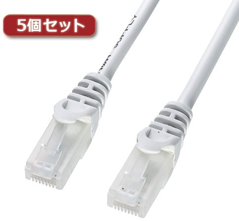 5個セット サンワサプライ ツメ折れ防止CAT5eLANケーブル LA-Y5TS-15X5