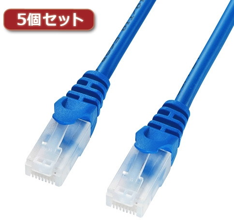 5個セット サンワサプライ ツメ折れ防止CAT5eLANケーブル LA-Y5TS-20BLX5 9,484円