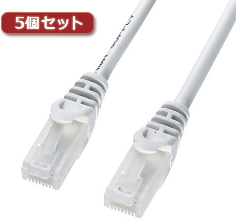 5個セット サンワサプライ ツメ折れ防止CAT5eLANケーブル LA-Y5TS-20X5