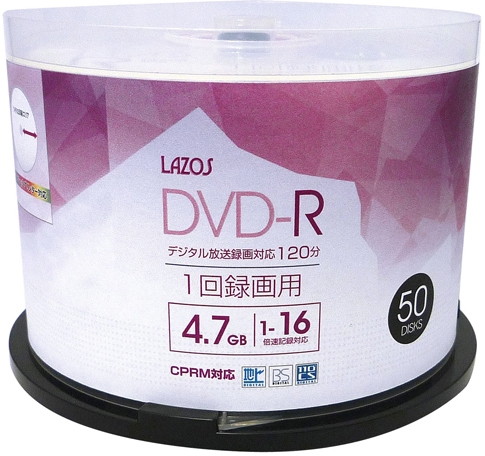 10個セット Lazos 録画用 DVD-R 50枚組 L-CP50PX10 11,936円