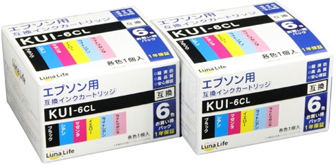 ワールドビジネスサプライ Luna Life エプソン用 KUI-6CL 互換インクカートリッジ 6本セット×2個パック
