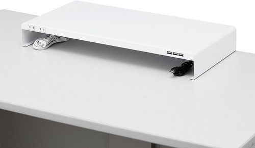 サンワサプライ 電源タップ＋USBポート付き机上ラック（W600×D300ホワイト） MR-LC203W