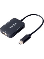 ミヨシ Type-C対応カードリーダ付ホストアダプタ ケーブルタイプ SCR-SDH08/BK