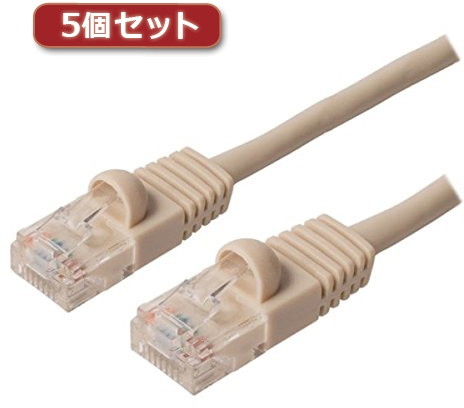 5個セット ミヨシ カテ5eストレ-トLANケーブル 20m アイボリ- TWN-520IVX5