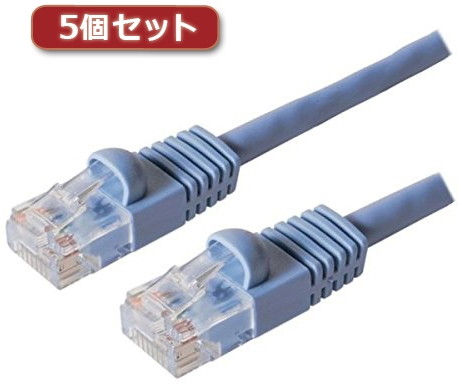 5個セット ミヨシ カテ6ストレ-トLANケーブル 15m ブル- TWN-615BLX5