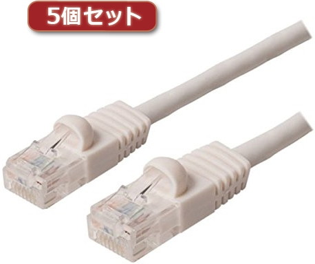 5個セット ミヨシ カテ6ストレ-トLANケーブル 15m ホワイト TWN-615WHX5