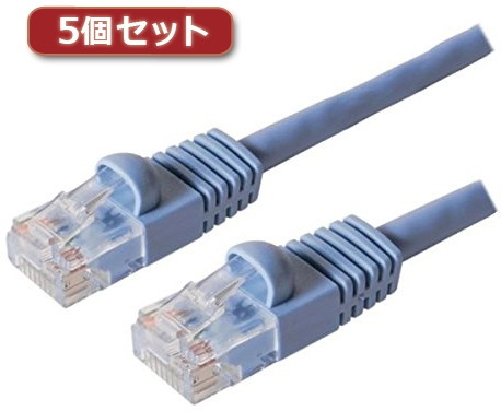 5個セット ミヨシ カテ6ストレ-トLANケーブル 20m ブル- TWN-620BLX5