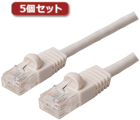 5個セット ミヨシ カテ6ストレ-トLANケーブル 20m ホワイト TWN-620WHX5