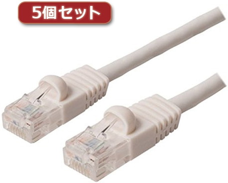5個セット ミヨシ カテ6ストレ-トLANケーブル 30m ホワイト TWN-630WHX5