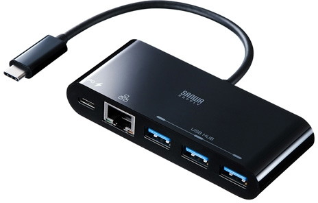 サンワサプライ LANアダプタ付きUSBType-Cハブ USB-3TCH6BK