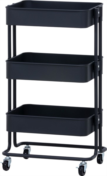 キッチンワゴン バスケット3段 ブラック 5,203円