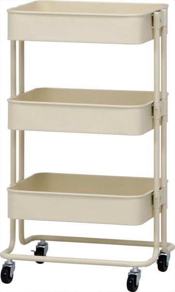 キッチンワゴン バスケット3段 アイボリー