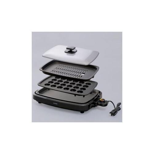 アイリスオーヤマ ホットプレート 網焼き風ホットプレート シルバー（プレート3枚） APK-137-S