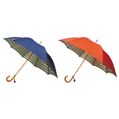 甲州織 裏格子樫棒手開き長傘2本セット K11310417