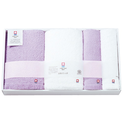 ふわリッチ 無撚糸バス・フェイスタオルセット 1078-057
