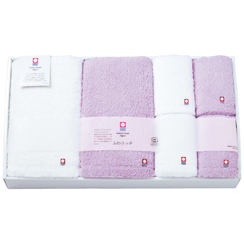 ふわリッチ 無撚糸バス・フェイスタオルセット 1078-066