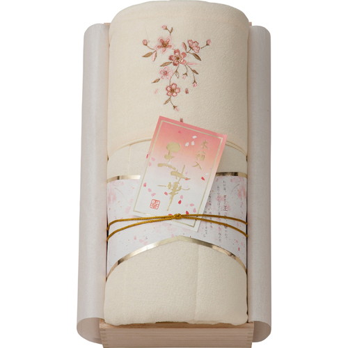 桜刺しゅうパイル肌布団（木箱入） B5145087