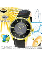 DMM.com [カボジョン1石天然ダイヤモンド付きソーラー電波紳士用腕時計