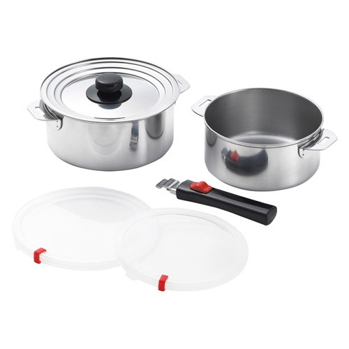 郷技 着脱式ハンドル鍋2点セット（樹脂蓋付） K10704126