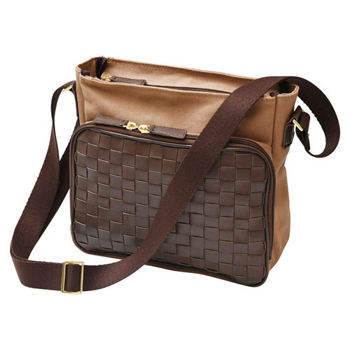 日本製牛革使い編み込みショルダーバッグ K91010014