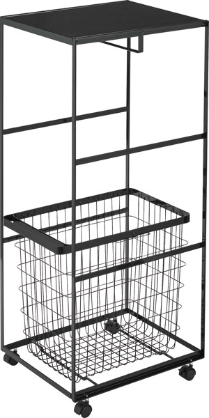 天板付きランドリーワゴン タワー ブラック 天板付きランドリーワゴン タワー ブラック