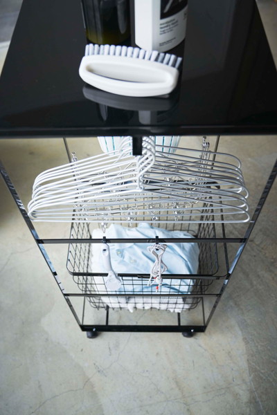 天板付きランドリーワゴン タワー ブラック 天板付きランドリーワゴン タワー ブラック