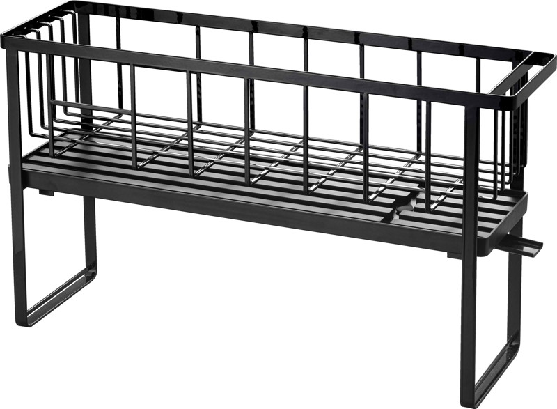 スリムスリーウェイ水切りワイヤーバスケット 2段 タワー ブラック