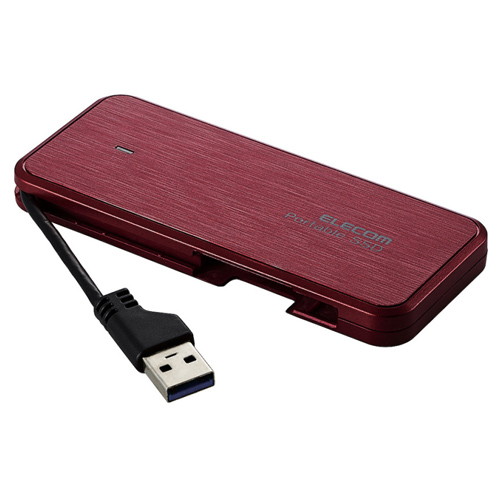 外付けSSD/ポータブル/ケーブル収納対応/USB3.2（Gen1）対応/240GB/レッド/データ復旧サービスLite付 7,728円
