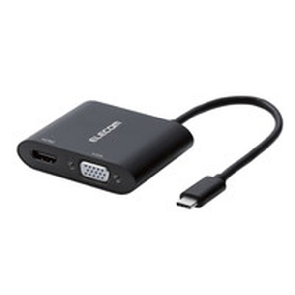 Type-C映像変換アダプタ/TypeC-HDMI＆VGA/拡張出力対応/ブラック AD-CHDMIVGAHBK