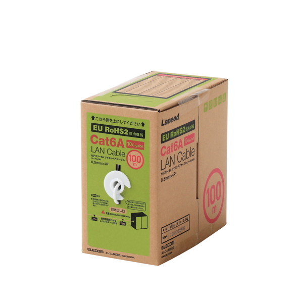 LANケーブル/CAT6A対応/EU RoHS指令準拠/コネクタ無し/単線/リレックス/100m/ホワイト LD-GPAL/WH100RS