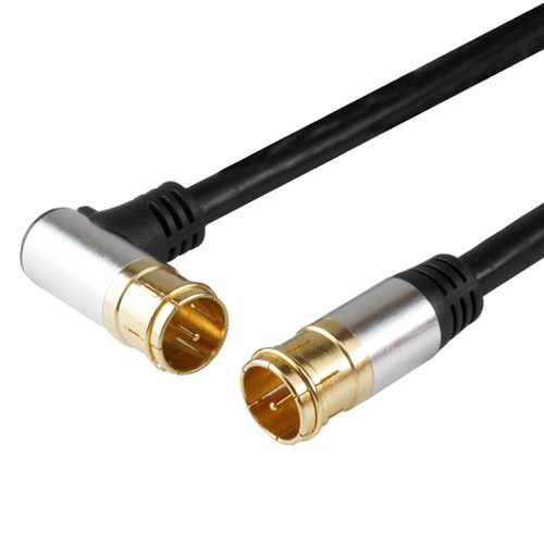 5個セット HORIC アンテナケーブル 5m ブラック アルミヘッド L字差込式/差込式コネクタ AC50-404BKX5