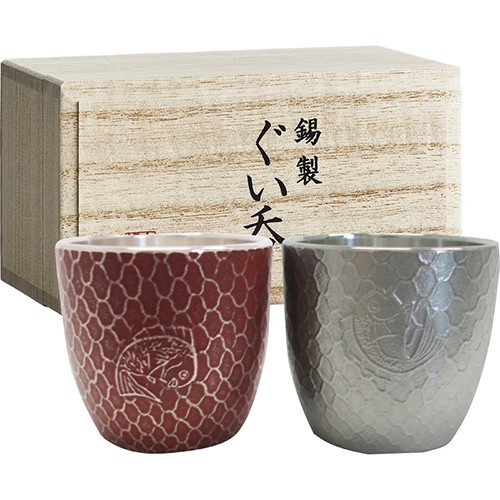 本錫ぐい？ 鯛網紅白ペア（桐箱入） C3127095