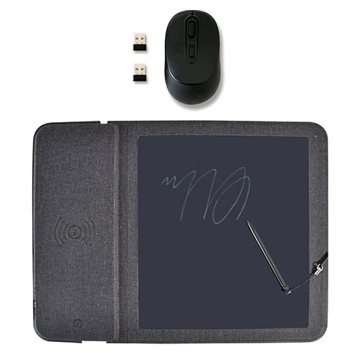 サンコー メモ！充電！パッド！3in1極薄マウスパッド ＋ PC2台に接続して簡単に切り替え 2レシーバー付 ワイヤレスマウス CEMSWCMP＋HDM-7146BK