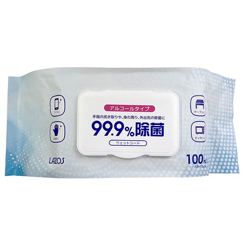 Lazos アルコール除菌シート 100枚入り × 30個 L-SW100X30