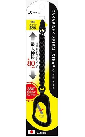 5個セット エアージェイ カラビナスマホスパイラルストラップBK ASS-16BKX5